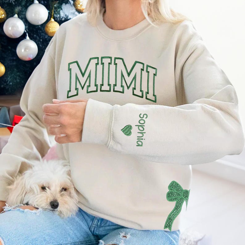 Custom Merry Sweatshirt, Embroidered Two Side Bows Cut-Out Sweatshirt