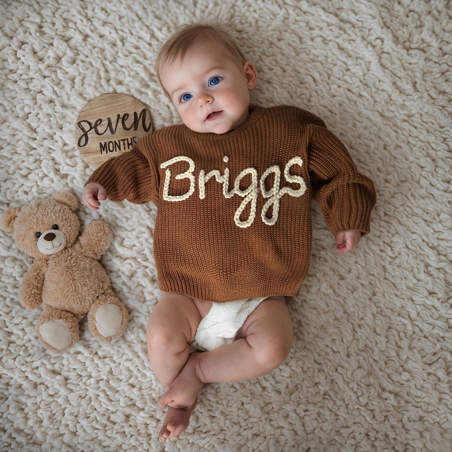 Personalized Baby Sweater with Hand-Embroidered Name