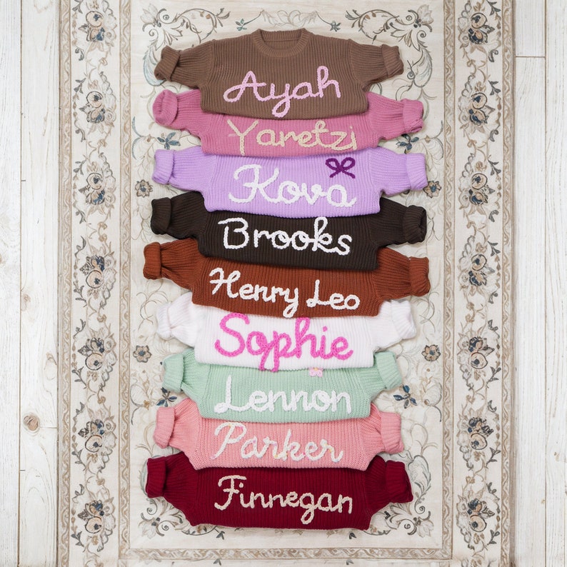 Personalized Baby Sweater with Hand-Embroidered Name