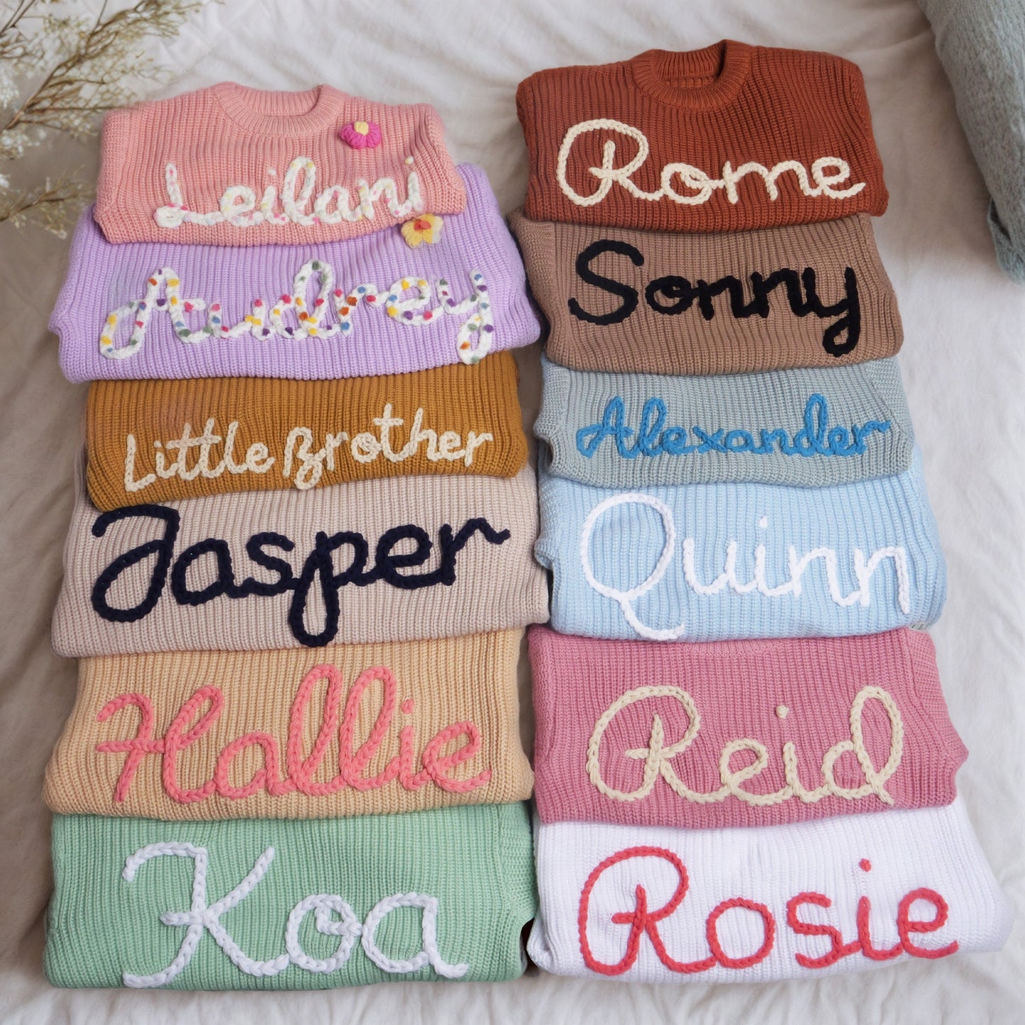 Personalized Baby Sweater with Hand-Embroidered Name