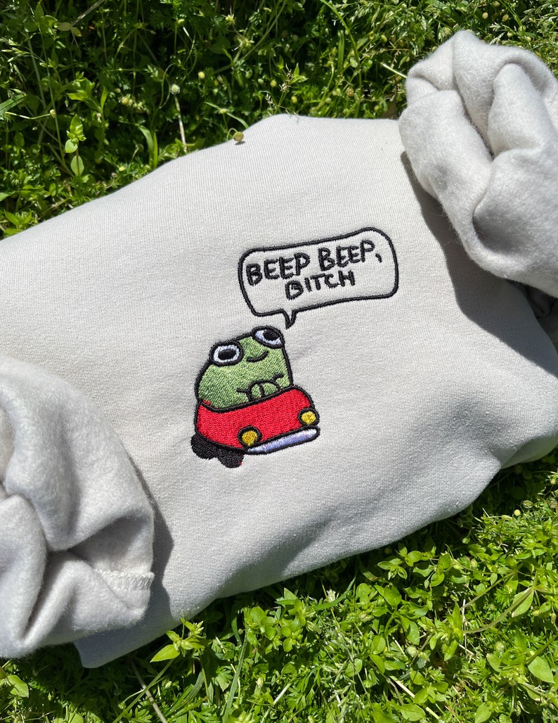 Frog embroidered crewneck sweatshirt funny cottage core frog lover silly gift