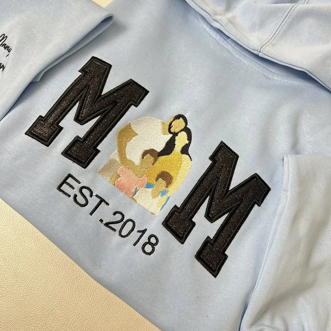 Custom Embroidered Family Photo Glitter Sweatshirt