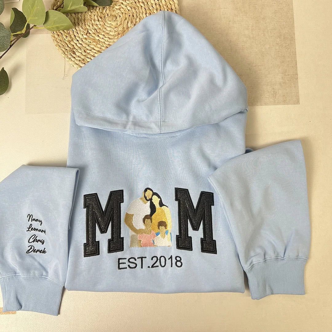 Custom Embroidered Family Photo Glitter Sweatshirt