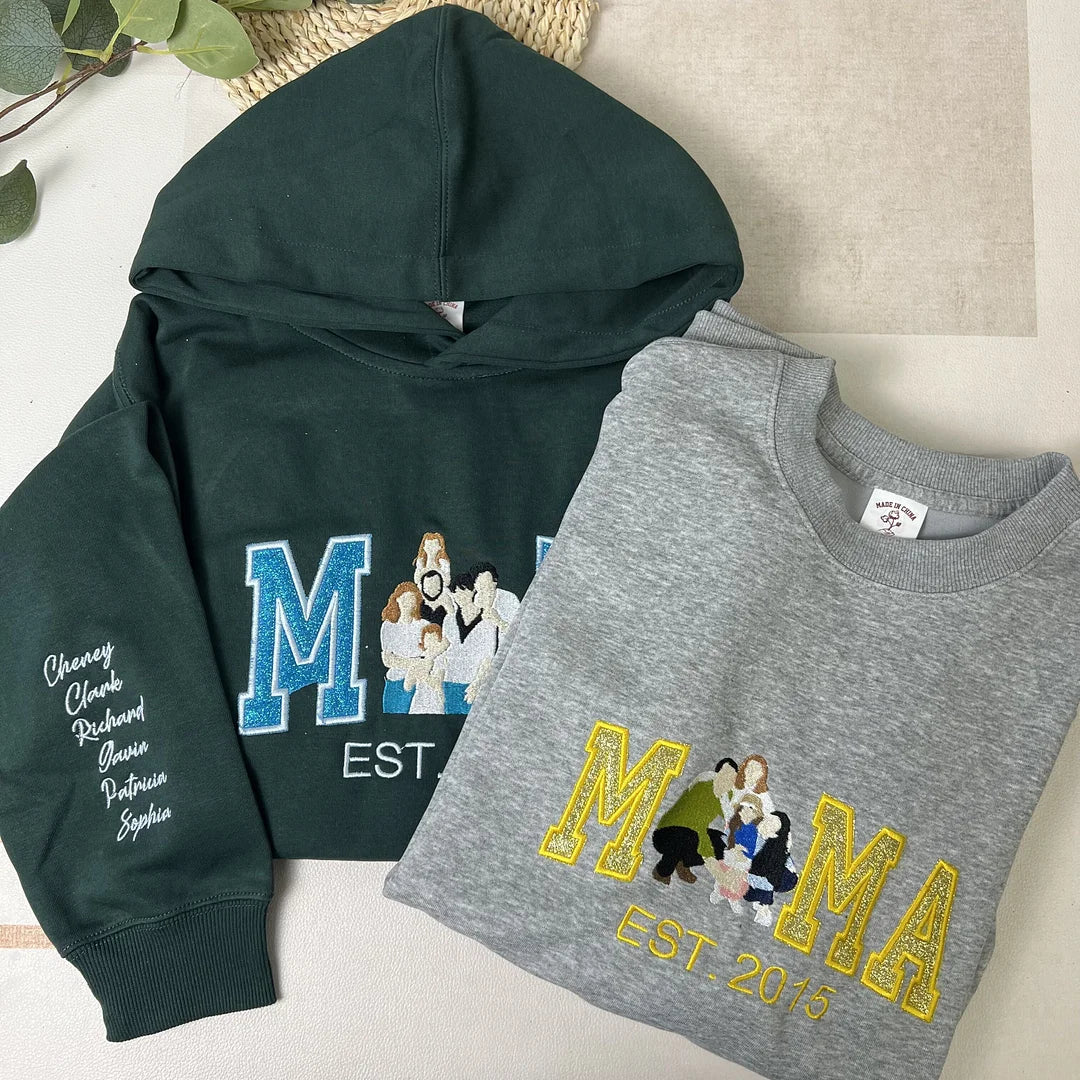 Custom Embroidered Family Photo Glitter Sweatshirt