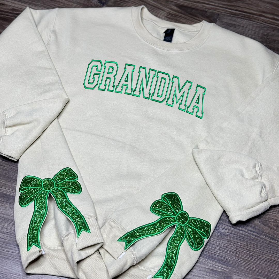 Custom Merry Sweatshirt, Embroidered Two Side Bows Cut-Out Sweatshirt