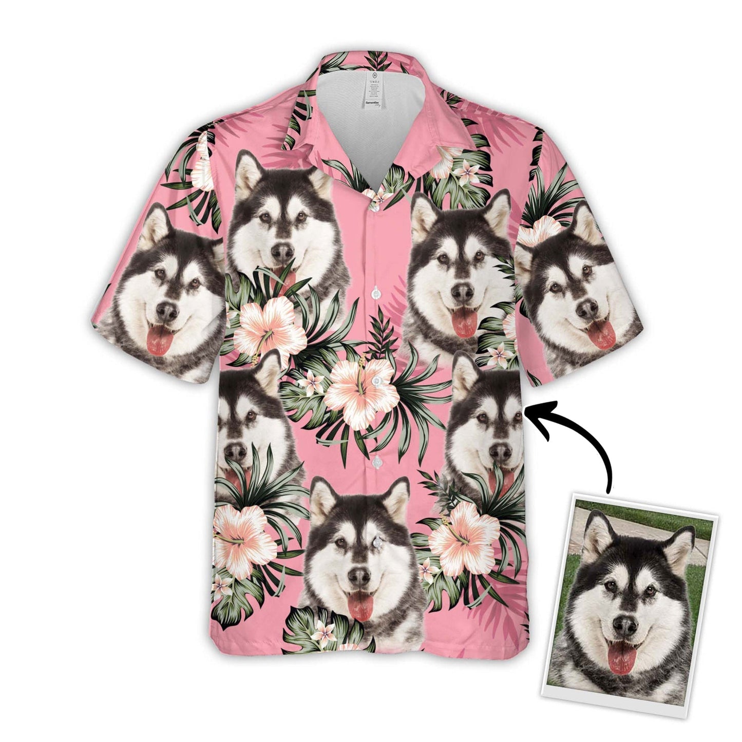 Custom Flowers Pattern Pink Color Aloha Shirt For Dog Lovers