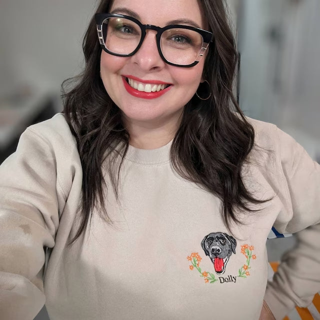 Personalized Pet Portrait Embroidery Sweatshirt Hoodie T-shirt