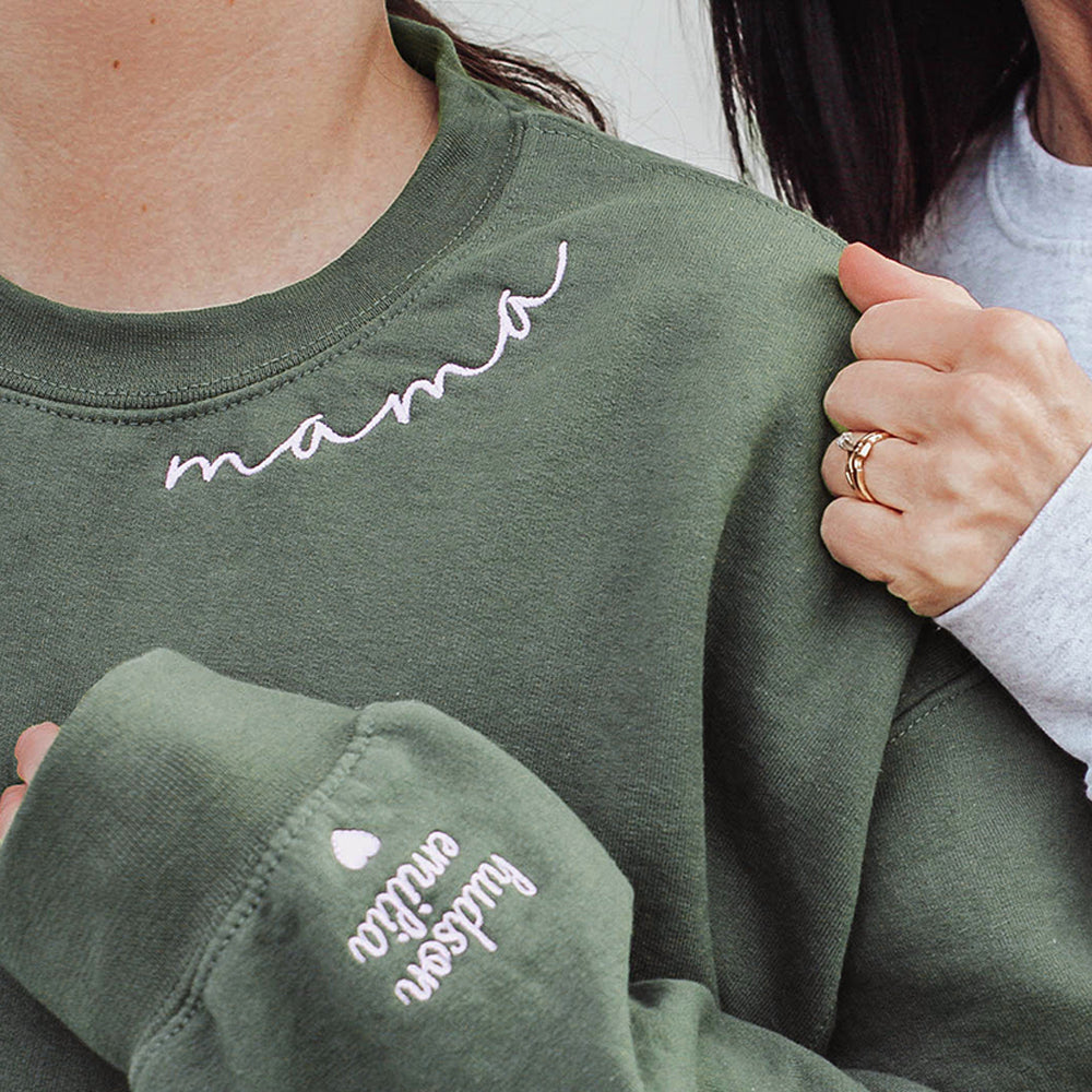 Custom Mama Embroidered Sweatshirt with Kids Names
