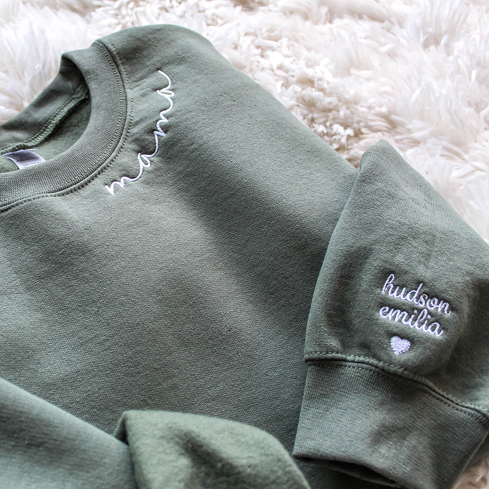 Custom Mama Embroidered Sweatshirt with Kids Names