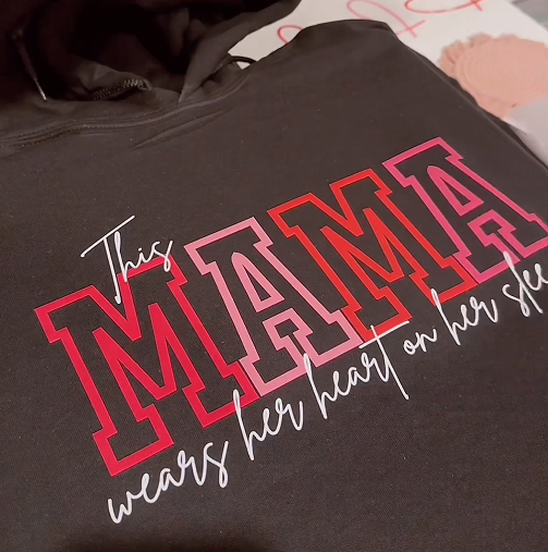 This Mama Wears Her Heart On Her Sleeve - Family Personalized Custom Sweatshirt