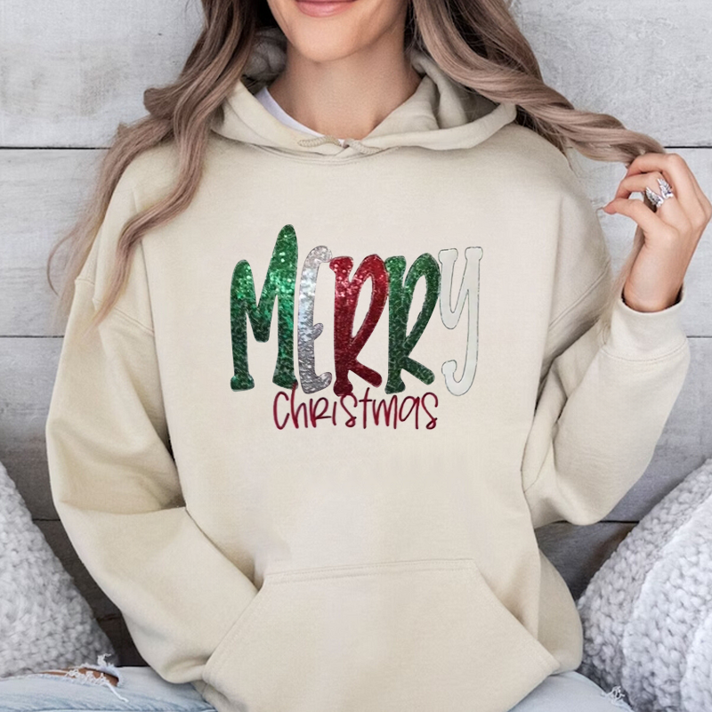 Sequin and Embroidered Christmas Sweatshirt