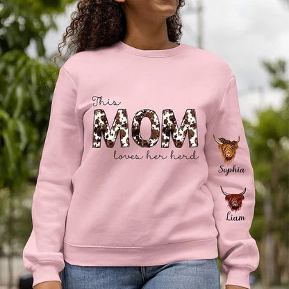 Personalized This Mama Loves Her Herd Highland Cow Sweatshirt