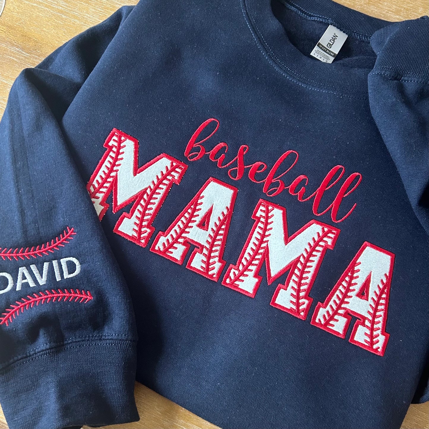 Embroidered Baseball Mama Crewneck Sweatshirt