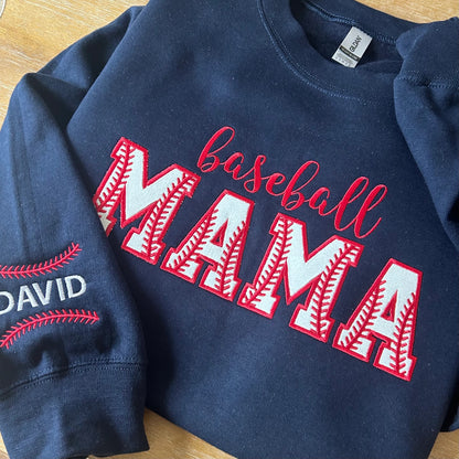 Embroidered Baseball Mama Crewneck Sweatshirt