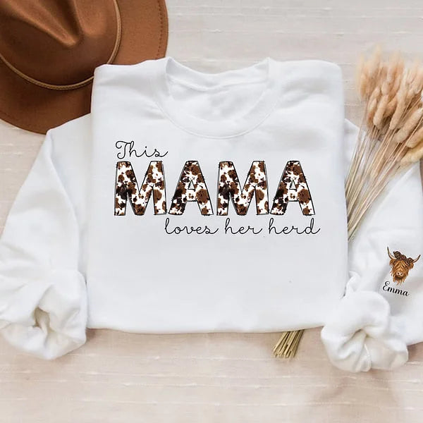 Personalized This Mama Loves Her Herd Highland Cow Sweatshirt