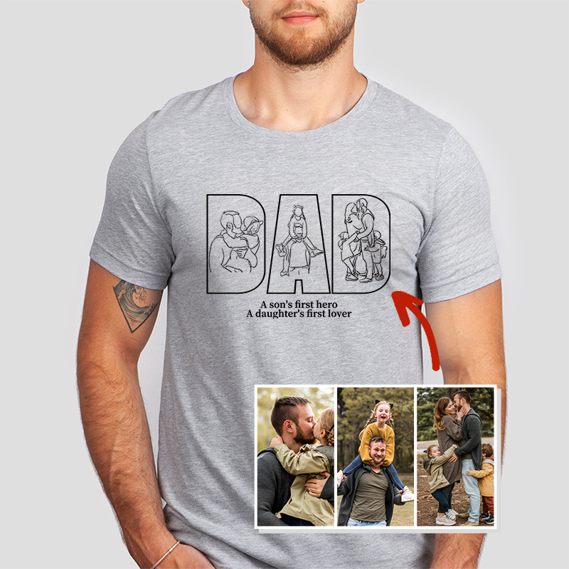 Embroidered DAD Shirt with Photo - Gifts for Father's Day