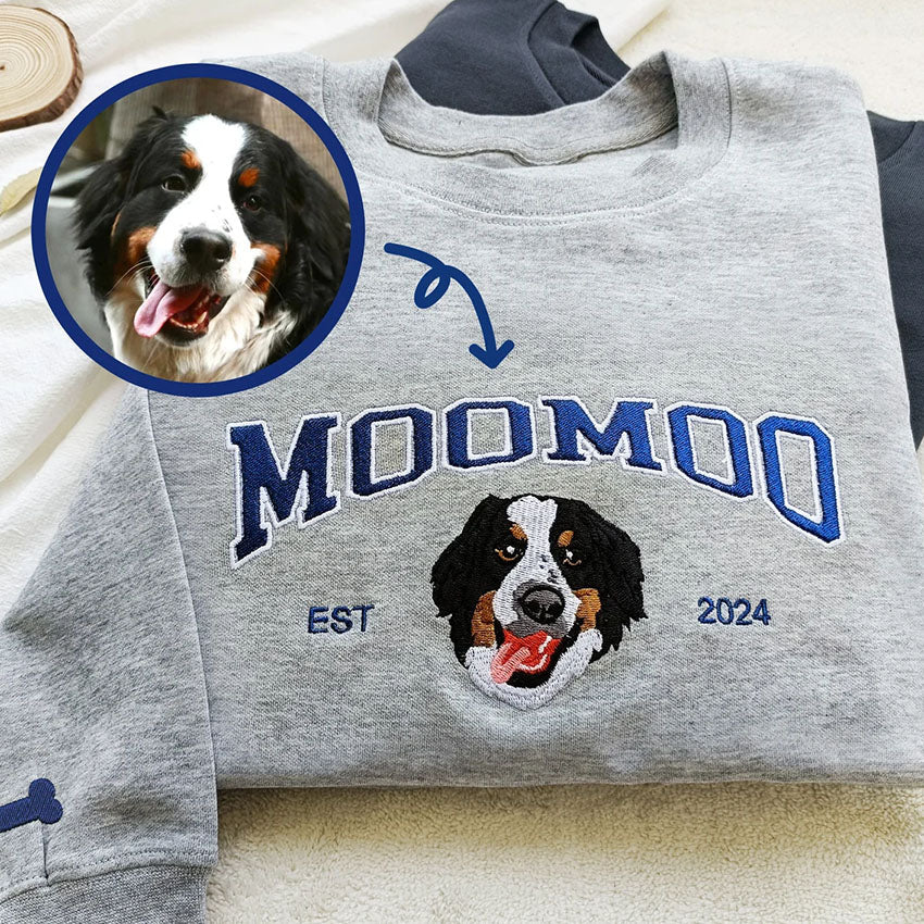 Personalized Pet Portrait Embroidered EST Sweatshirt for Pet Lover