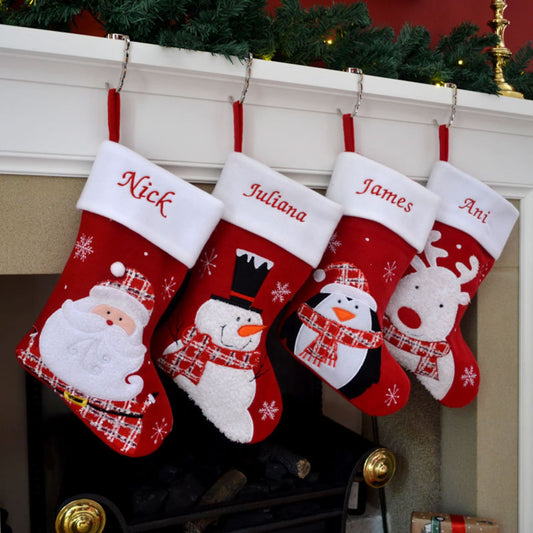 Personalised Embroidered Christmas Fluffy Santa / Snowman / Penguin / Reindeer