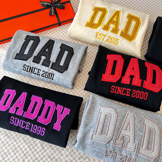 Custom Embroidered Glitter Vinyl DAD Sweatshirt-Gift For Dad & Grandpa