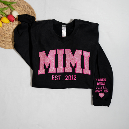 Custom Glitter Embroidered Sweatshirt with Kid's Names