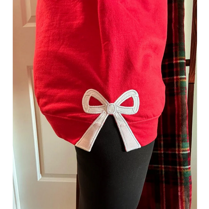 'Merry and Bright' Embroidered Side Bow Cut-Out Sweatshirt