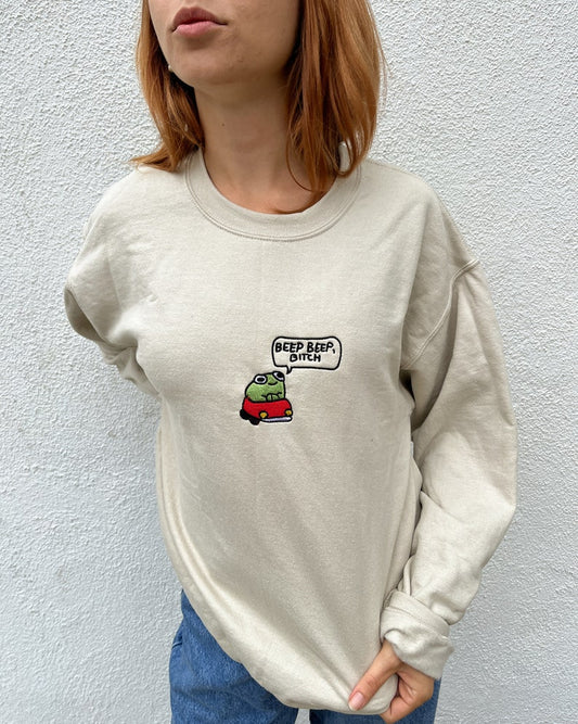 Frog embroidered crewneck sweatshirt funny cottage core frog lover silly gift