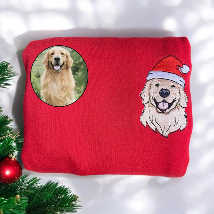 Embroidered Pet's Face Christmas Sweatshirt