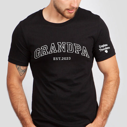 Personalized Dad Grandpa Embroidered Sweatshirt With Kids Names On Sleeve