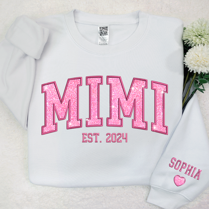 Custom Glitter Embroidered Sweatshirt with Kid's Names