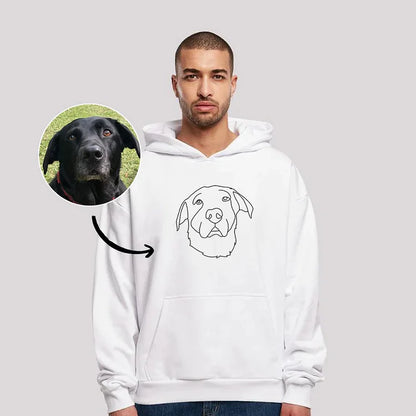 Custom Pet Face Line Drawing Embroidered Sweatshirts/Hoodies