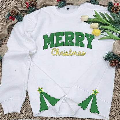 Christmas Tree Glitter Side Bow Sweatshirt