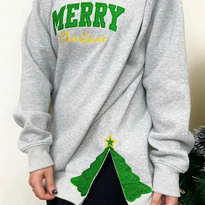 Christmas Tree Glitter Side Bow Sweatshirt