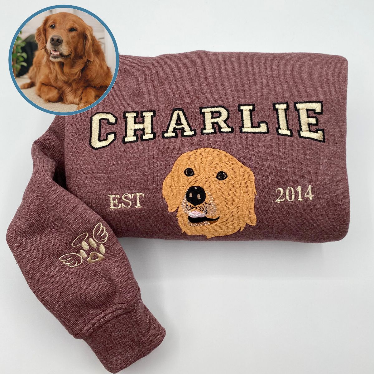 Personalized Pet Portrait Embroidered EST Sweatshirt for Pet Lover