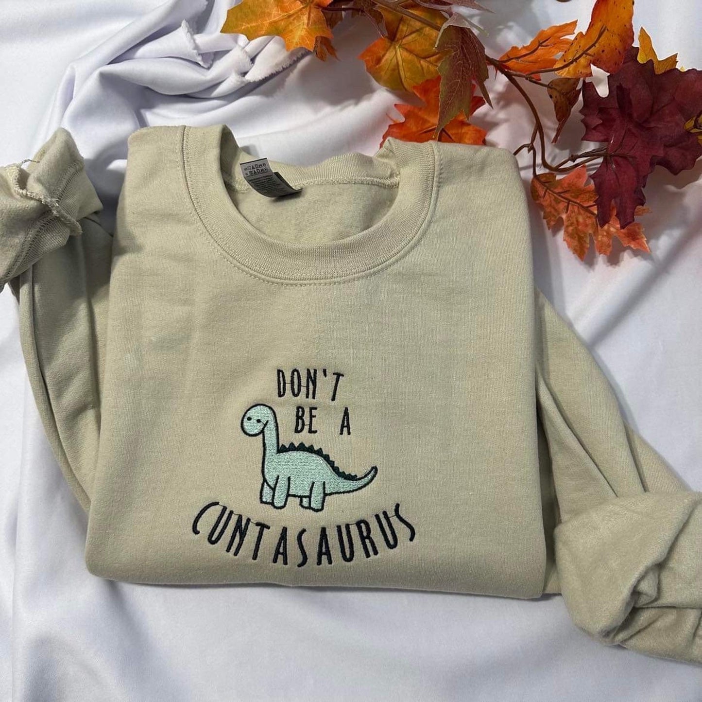 Don't be a cuntasaurus embroidered sweatshirt; Funny Dinosaur embroidered crewneck