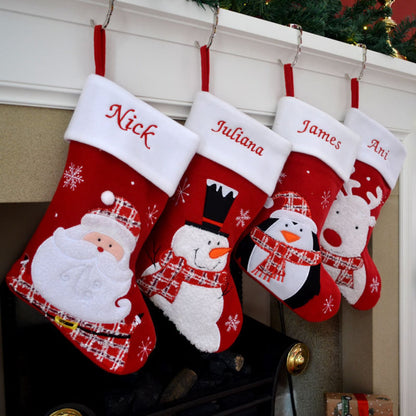 Personalised Embroidered Christmas Fluffy Santa / Snowman / Penguin / Reindeer