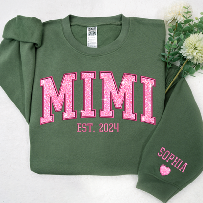 Custom Glitter Embroidered Sweatshirt with Kid's Names