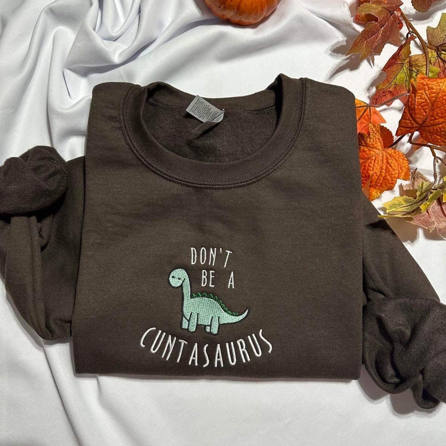 Don't be a cuntasaurus embroidered sweatshirt; Funny Dinosaur embroidered crewneck