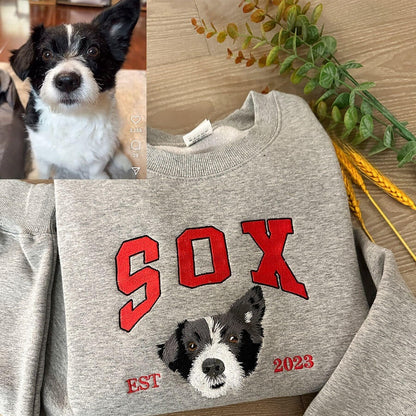 Personalized Pet Portrait Embroidered EST Sweatshirt for Pet Lover