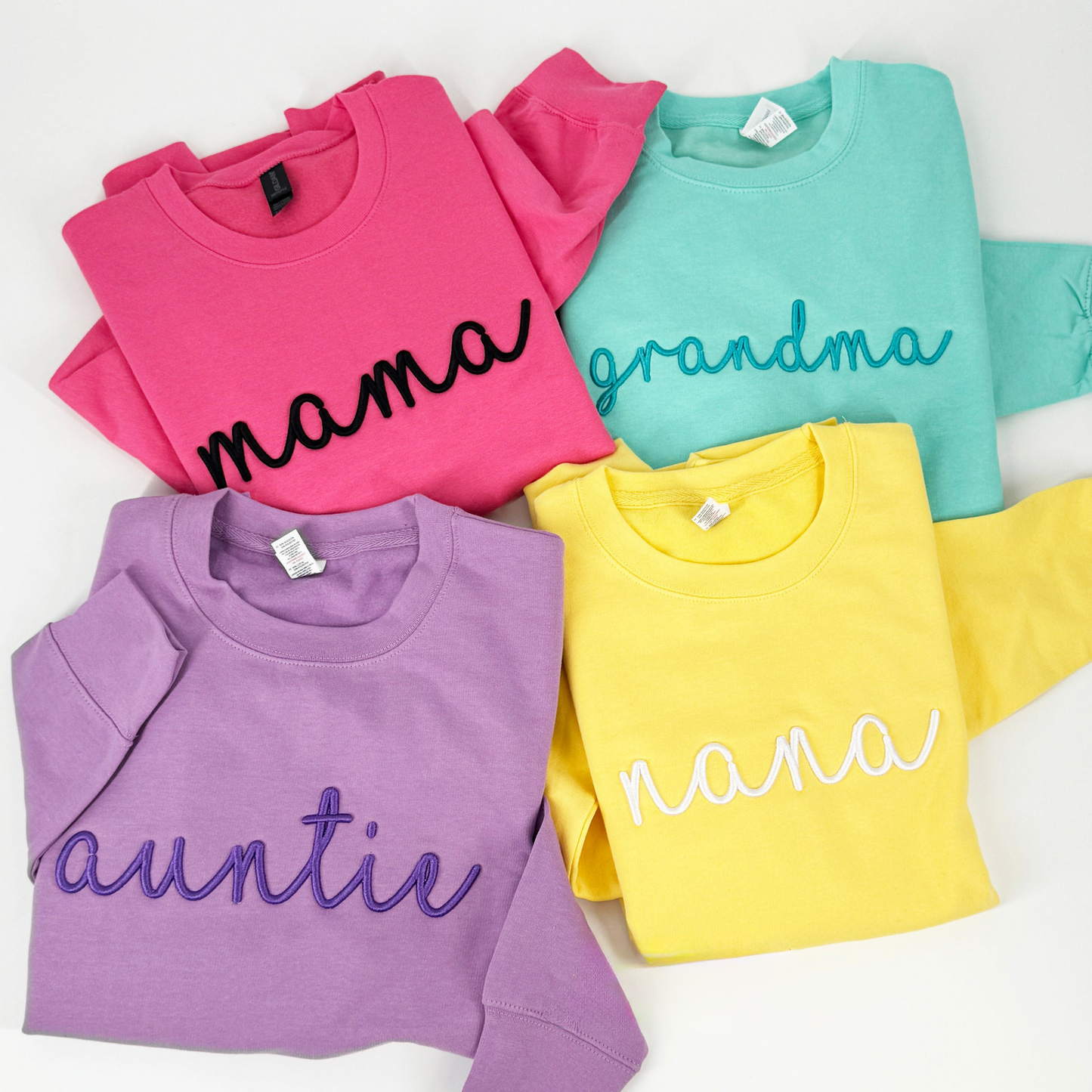 Custom Embroidered 3D puff Sweatshirt Mama Grandma Auntie Nana