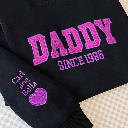 Custom Embroidered Glitter Vinyl DAD Sweatshirt-Gift For Dad & Grandpa