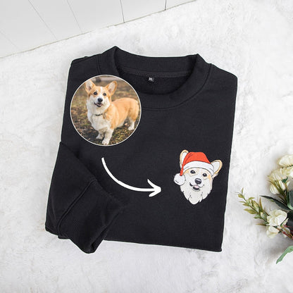 Embroidered Pet's Face Christmas Sweatshirt