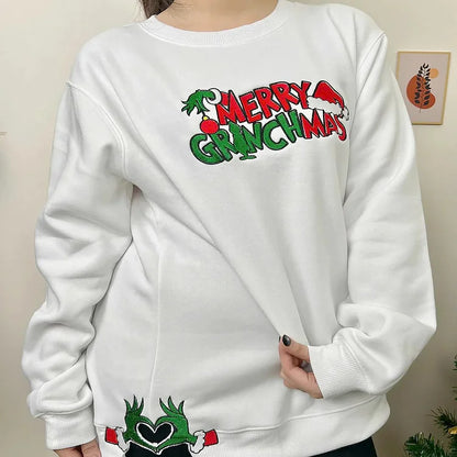 Merry Christmas Side Bow Embroidery Sweatshirt