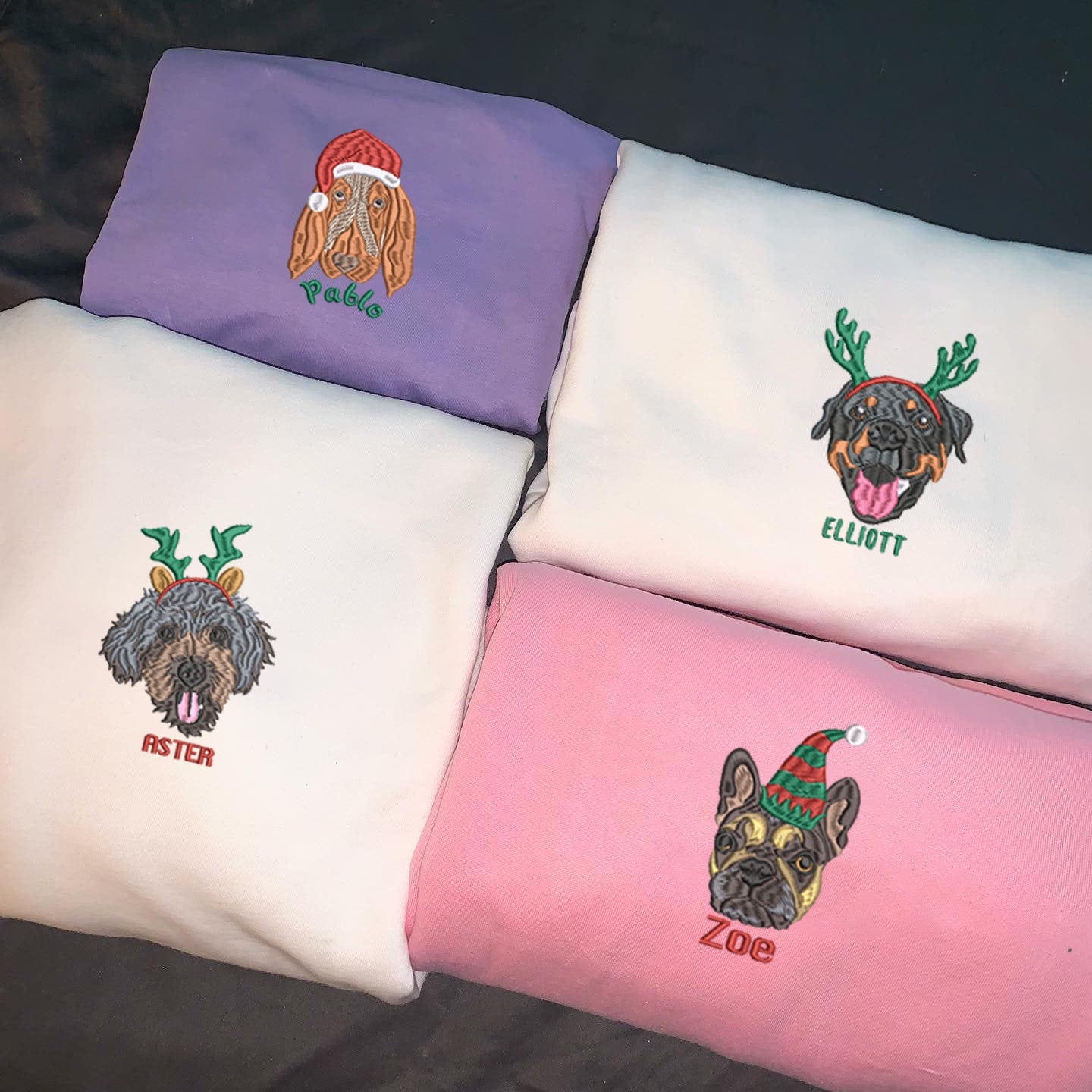 Dog Christmas Embroidered Sweatshirt,Christmas Gifts for Dog Lovers