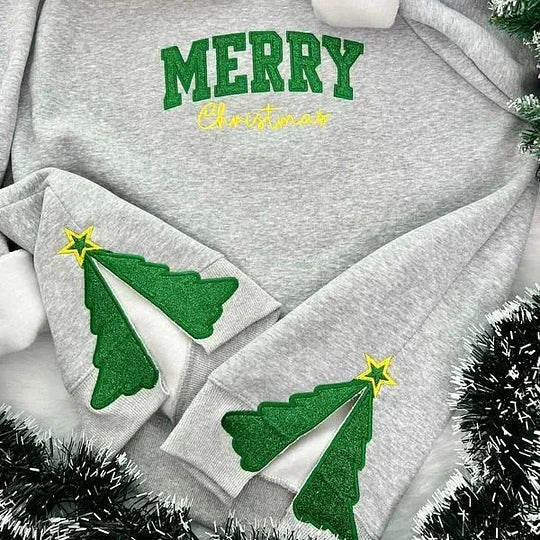 Christmas Tree Glitter Side Bow Sweatshirt