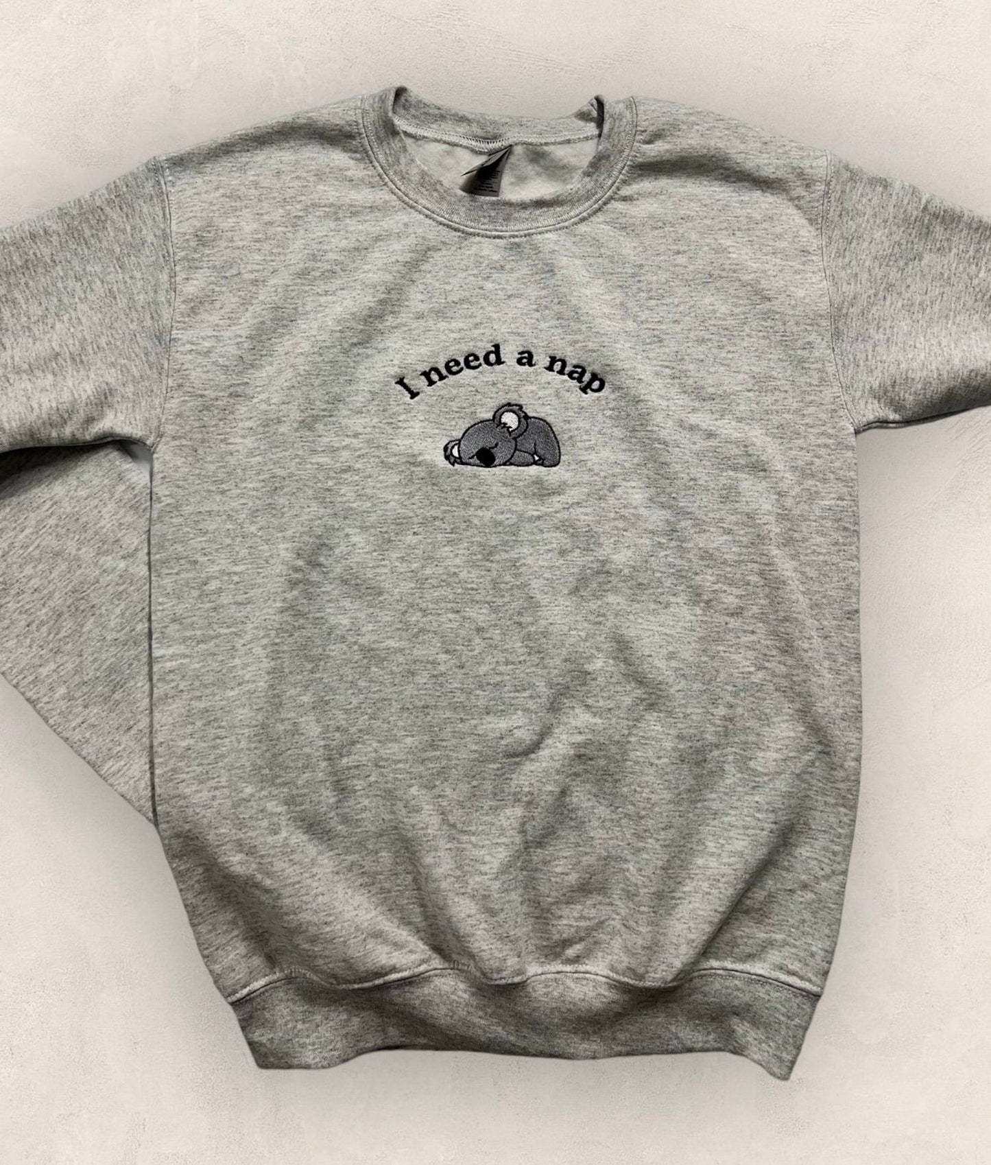 I Need a Nap Koala Custom Embroidered Crewneck