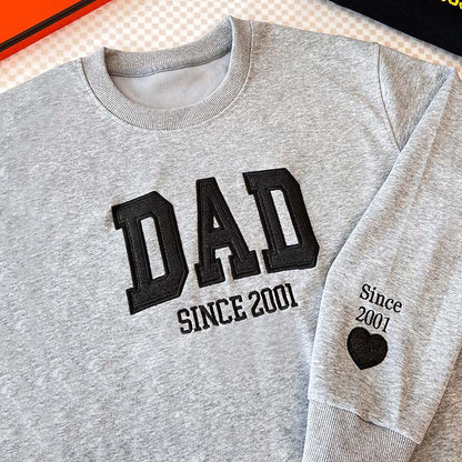 Custom Embroidered Glitter Vinyl DAD Sweatshirt-Gift For Dad & Grandpa