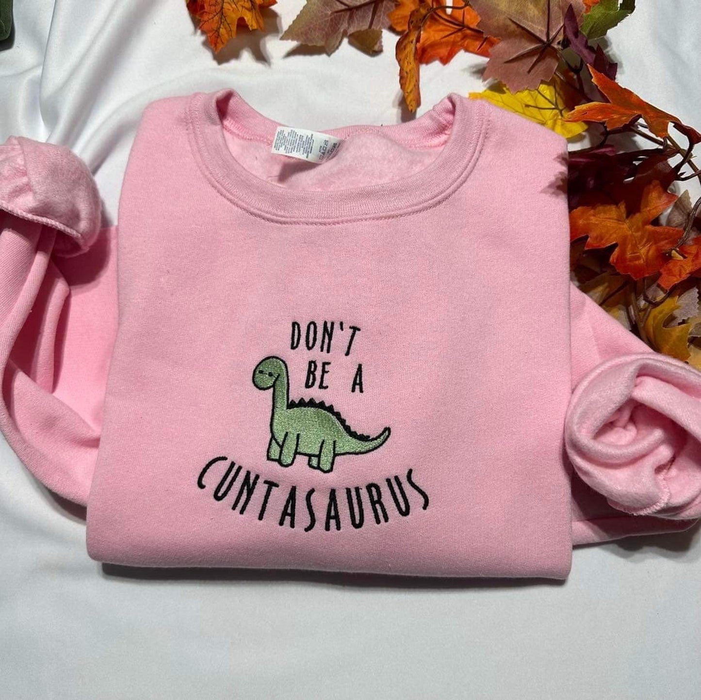 Don't be a cuntasaurus embroidered sweatshirt; Funny Dinosaur embroidered crewneck