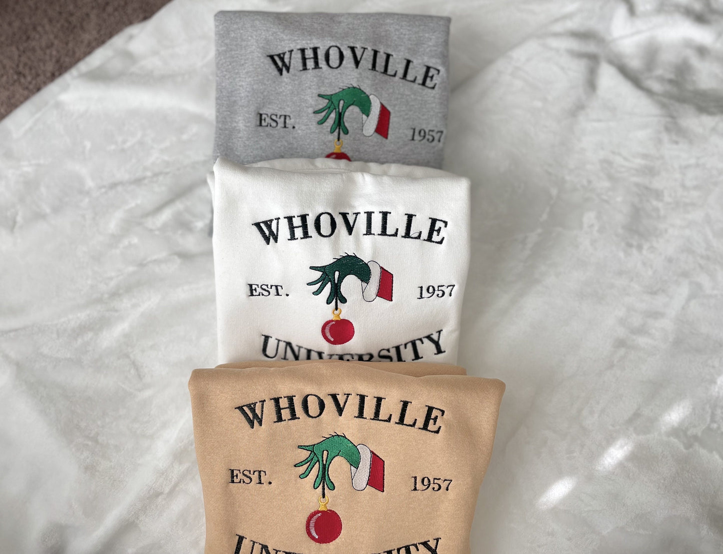 Christmas Sweatshirt, Christmas Whoville University Embroidered Sweatshirt