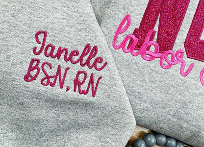 Custom Nurse Glitter Embroidered Sweatshirt