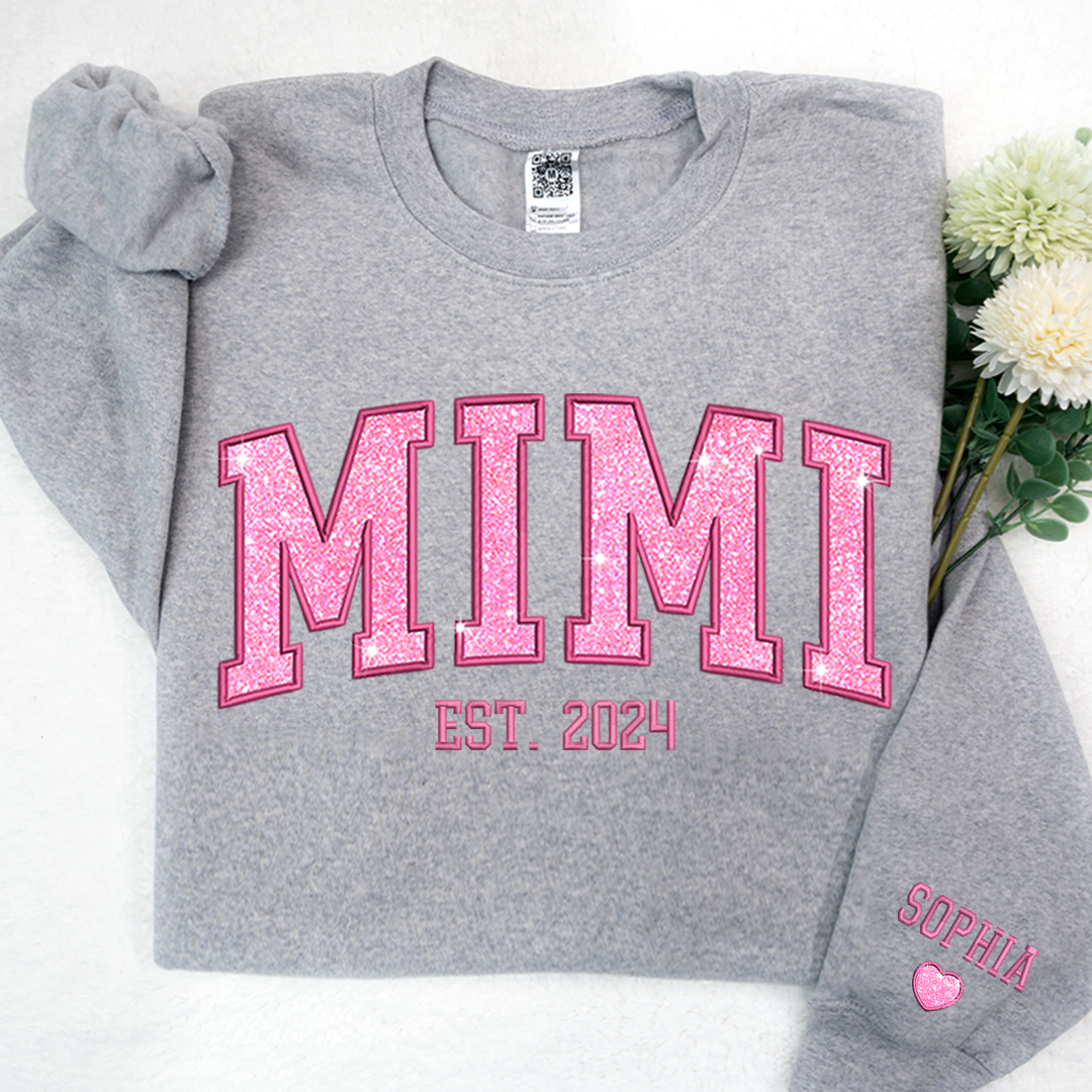 Custom Glitter Embroidered Sweatshirt with Kid's Names